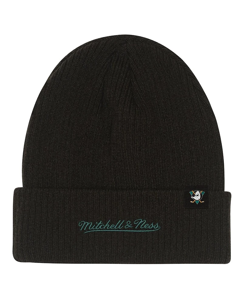 Mitchell & Ness Big Boys and Girls Black Anaheim Ducks Neon Line Lights Cuffed Knit Hat