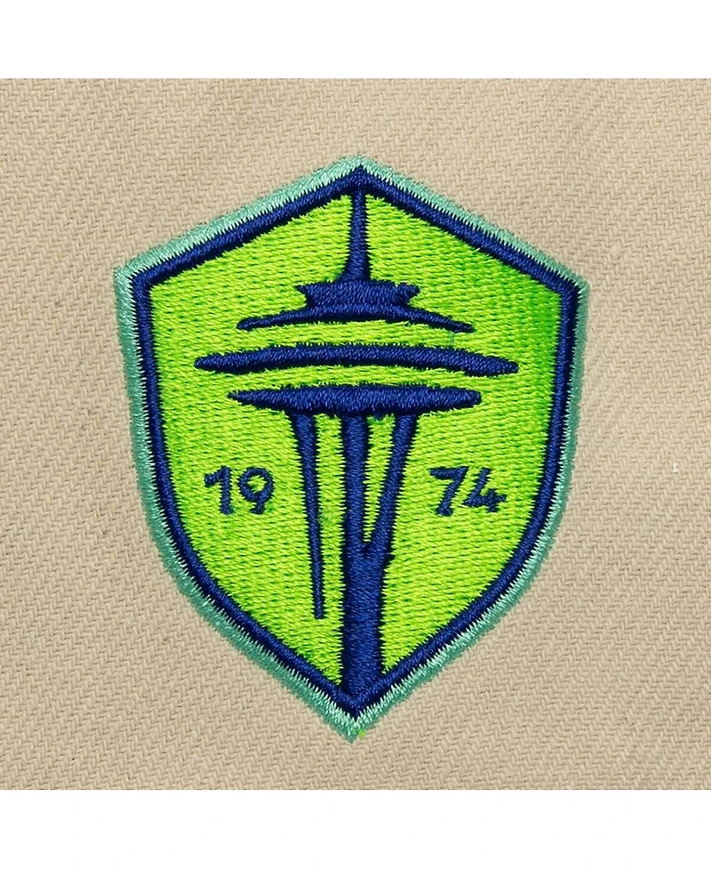 Mitchell & Ness Men's Cream/Rave Green Seattle Sounders Fc Upside Down Pro Pinch Snapback Hat