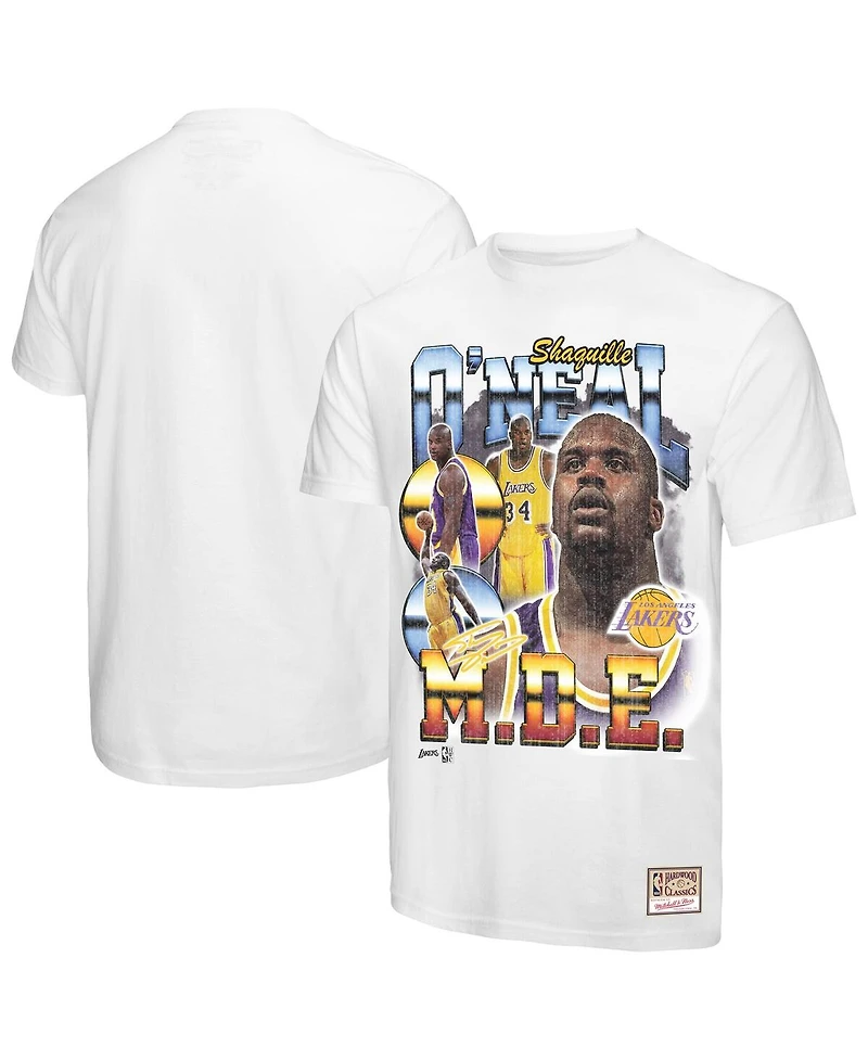 Mitchell & Ness Men's Shaquille O'Neal White Los Angeles Lakers Commemorative Collage T-Shirt