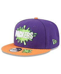 New Era Big Boys and Girls Purple/Orange Green Bay Packers Nickelodeon Slime 9FIFTY Snapback Hat