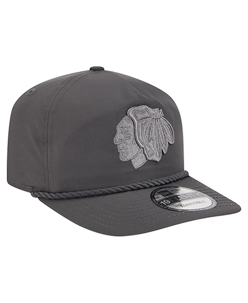 New Era Men's Graphite Chicago Blackhawks Tonal Rope 19TWENTY Adjustable Hat