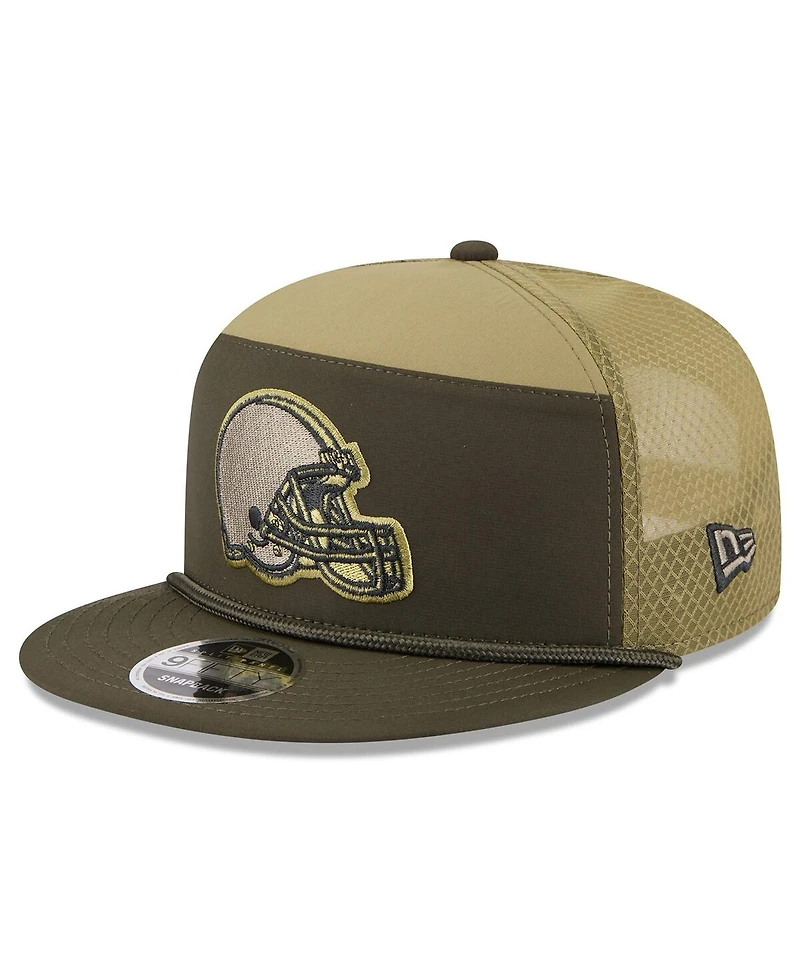 New Era Men's Dark Green Cleveland Browns 2025 Salute to Service Split Panel 9FIFTY Snapback Hat