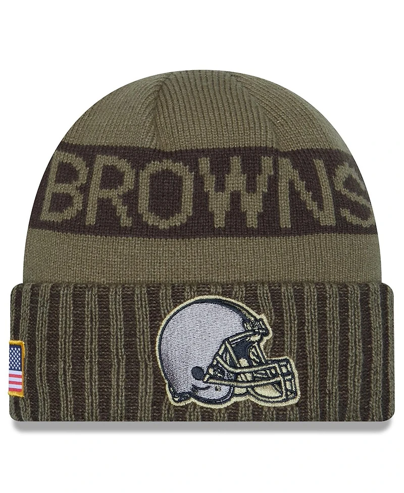 New Era Men's Dark Green Cleveland Browns 2025 Salute to Service Cuffed Knit Hat