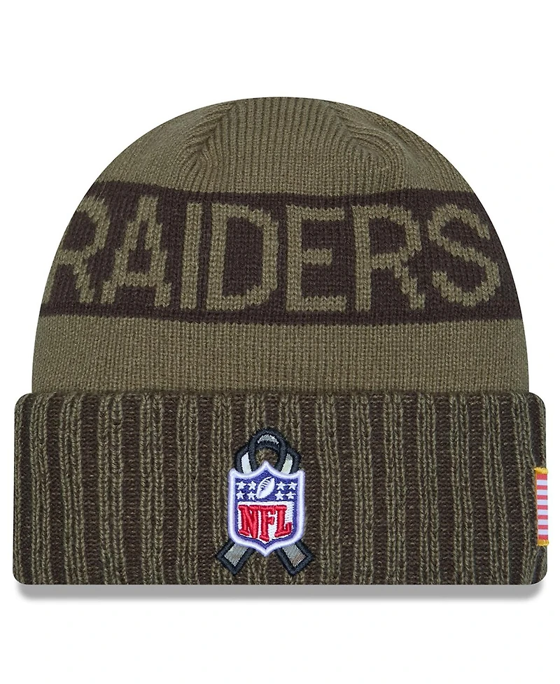 New Era Men's Dark Green Las Vegas Raiders 2025 Salute to Service Cuffed Knit Hat