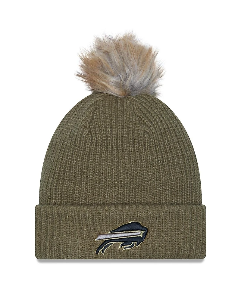 New Era Women's Dark Green Buffalo Bills 2025 Salute to Service Cuffed Knit with Pom Hat