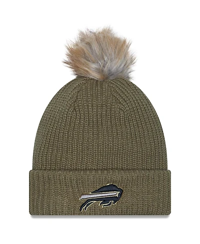 New Era Women's Dark Green Buffalo Bills 2025 Salute to Service Cuffed Knit with Pom Hat