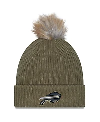 New Era Women's Dark Green Buffalo Bills 2025 Salute to Service Cuffed Knit with Pom Hat