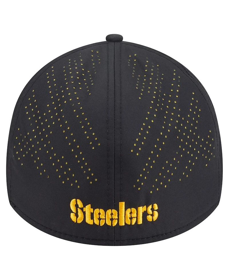 New Era Men's Black Pittsburgh Steelers Night 39THIRTY Flex Hat
