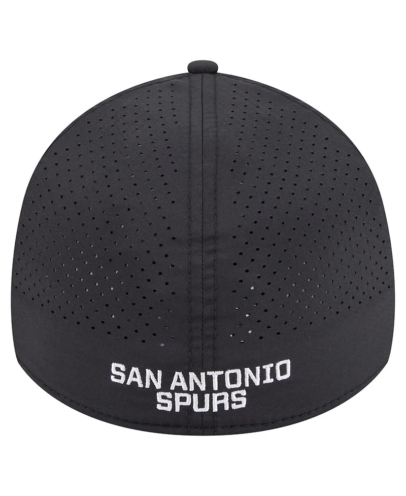 New Era Men's Black San Antonio Spurs Featherweight Poly Rope Flex 39Thirty Hat