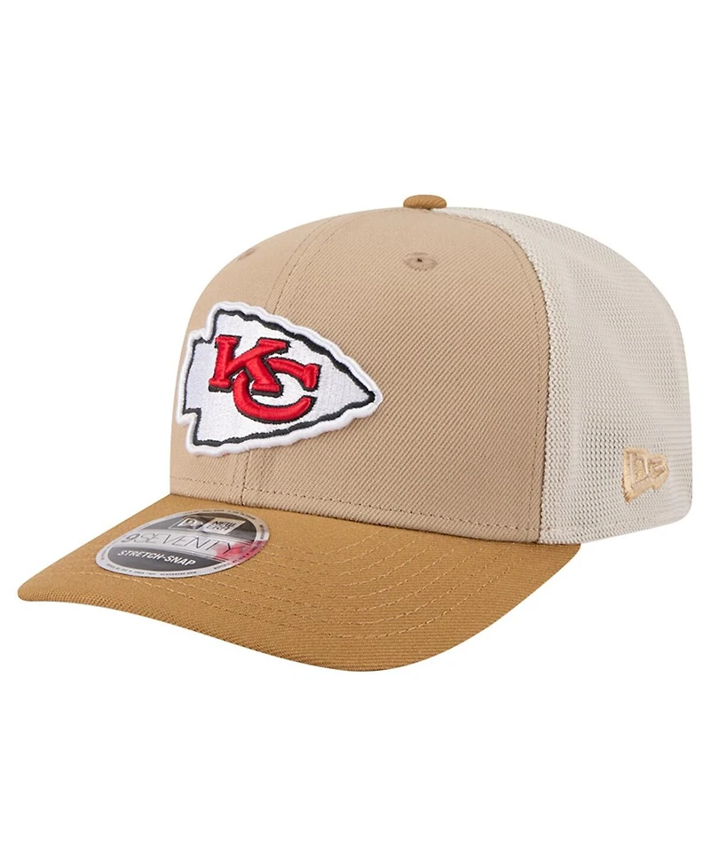 New Era Men's Light Beige Kansas City Chiefs Two-Tone Trucker 9SEVENTY Adjustable Hat