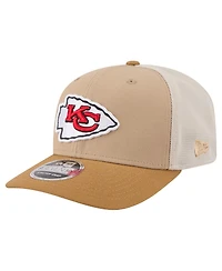 New Era Men's Light Beige Kansas City Chiefs Two-Tone Trucker 9SEVENTY Adjustable Hat