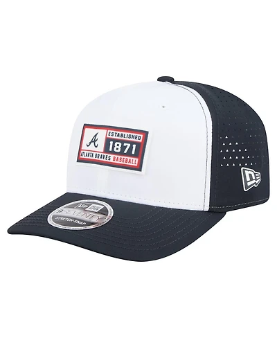 New Era Men's White/Navy Atlanta Braves Established Patch 9SEVENTY Adjustable Hat