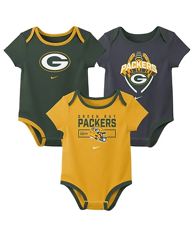 Nike Baby Boys and Girls 3-Piece Green Bay Packers Bodysuit Set