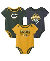 Nike Baby Boys and Girls 3-Piece Green Bay Packers Bodysuit Set