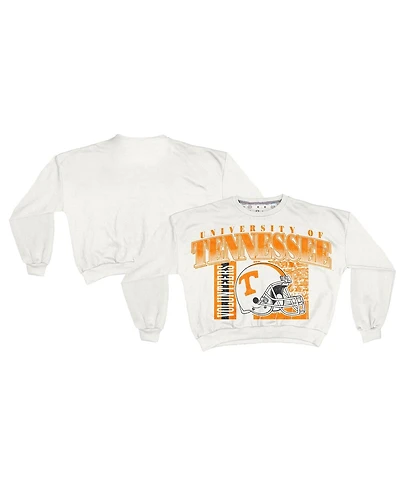 Pressbox Women's White Tennessee Volunteers Oversized Janice Retro Waist-Length Sweatshirt