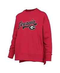 Pressbox Women's Red Georgia Bulldogs Bonanza Chenille Harper Script Sweatshirt