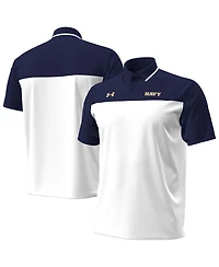 Under Armour Men's White/Navy Midshipmen Green Blocked Polo Shirt