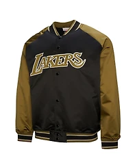 Mitchell & Ness Men's Olive/Black Los Angeles Lakers Clutch Satin Raglan Full-Snap Jacket