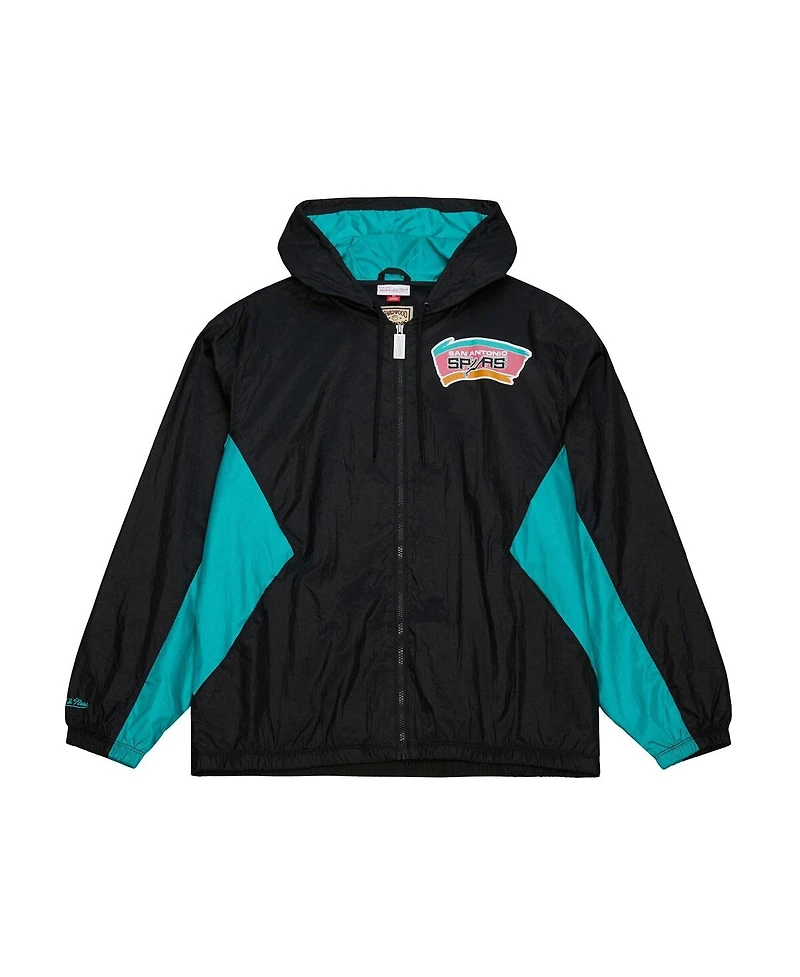 Mitchell & Ness Men's Black San Antonio Spurs Playmaker Full-Zip Windbreaker Jacket