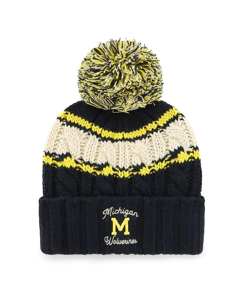 '47 Brand Women's Navy Michigan Wolverines Emma Cuffed with Pom Knit Hat