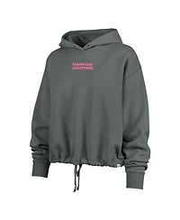 '47 Brand Women's Gray Tampa Bay Lightning Bright Side Venice Cropped Pullover Hoodie