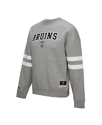 Mitchell & Ness Women's Heather Gray Boston Bruins Logo Lightweight Pullover Sweatshirt