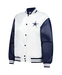 Mitchell & Ness Women's White Dallas Cowboys Plus Size Full-Snap Satin Jacket