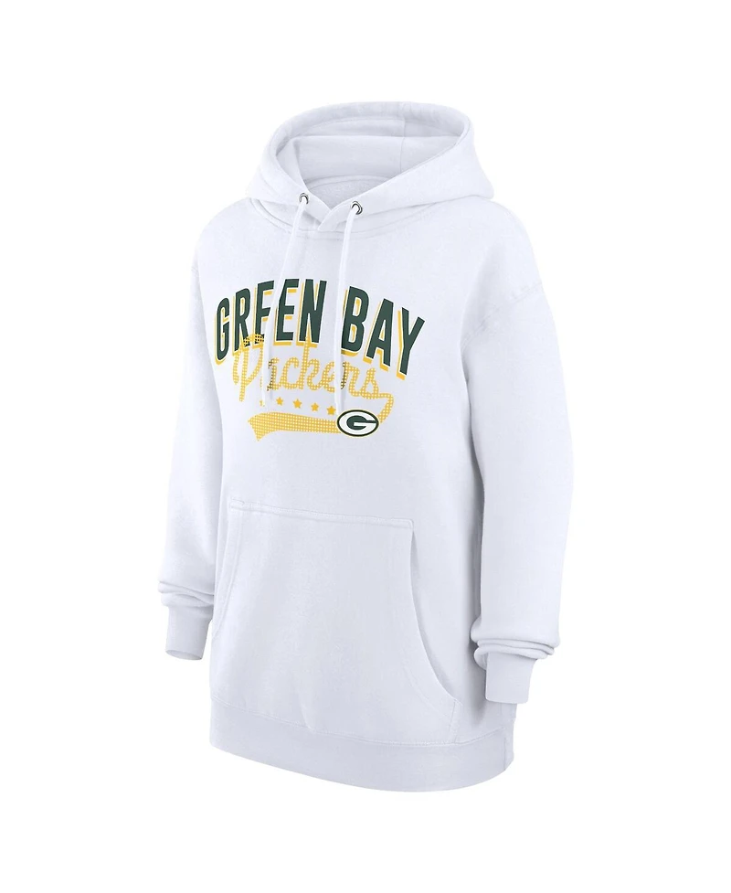 G-iii 4Her by Carl Banks Women's White Green Bay Packers Filigree Logo Pullover Hoodie