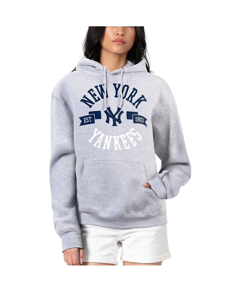 G-iii 4Her by Carl Banks Women's Heather Gray New York Yankees City Graphic Pullover Hoodie