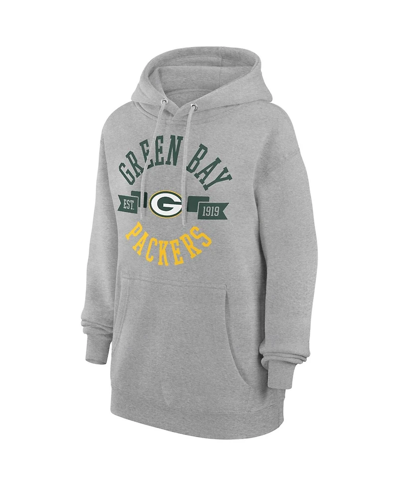 G-iii 4Her by Carl Banks Women's Heather Gray Green Bay Packers City Graphic Team Fleece Pullover Hoodie