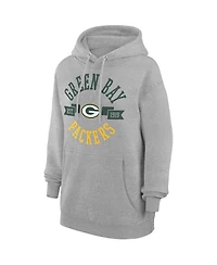 G-iii 4Her by Carl Banks Women's Heather Gray Green Bay Packers City Graphic Team Fleece Pullover Hoodie