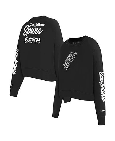 Pro Standard Women's Black San Antonio Spurs Paint The City Cropped Pullover Sweatshirt