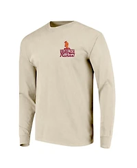 Image One Men's Natural Virginia Tech Hokies Comfort Colors Mascot Overlay Long Sleeve T-Shirt