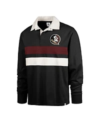 '47 Brand Men's Black Florida State Seminoles Clubhouse Knox Thames Long Sleeve Rugby Polo Shirt