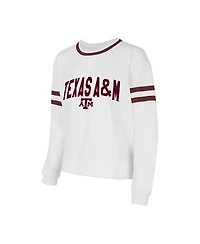 Concepts Sport Women's White Texas A M Aggies Borough French Terry Arch Over Long Sleeve Top