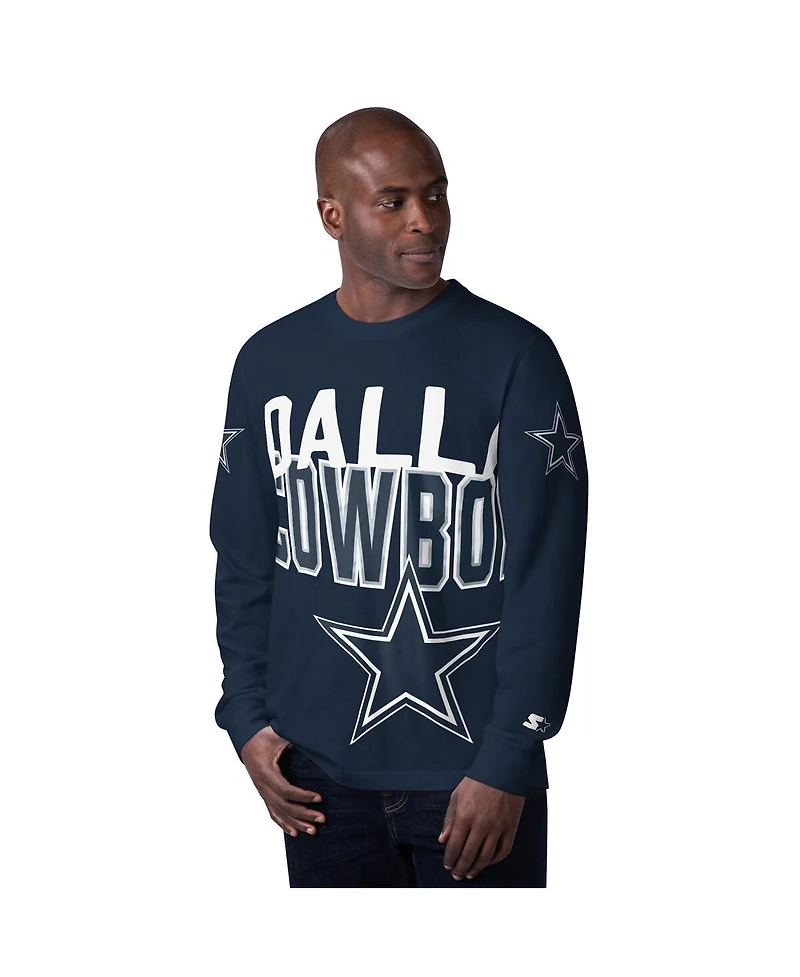 Starter Men's Navy Dallas Cowboys Clutch Hit Long Sleeve T-Shirt