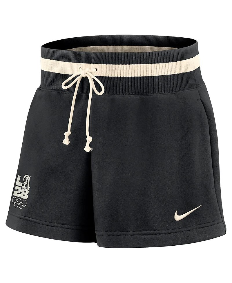 Nike Women's Black LA28 Summer Olympics Phoenix Fleece High Rise Shorts