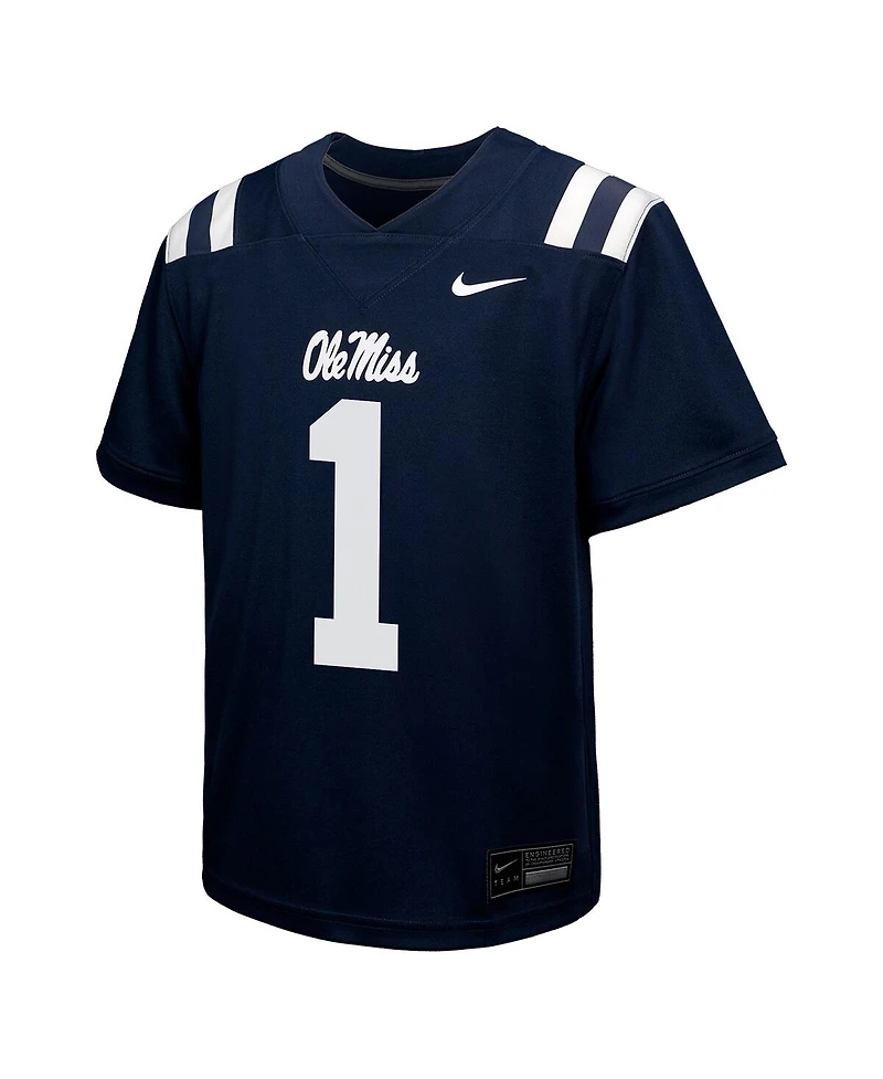 Nike Big Boys and Girls 1 Navy Ole Miss Rebels Untouchable Replica Game Jersey