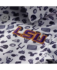 Garb Baby Boys and Girls Purple Lsu Tigers Tom Allover Print Performance Polo Bodysuit