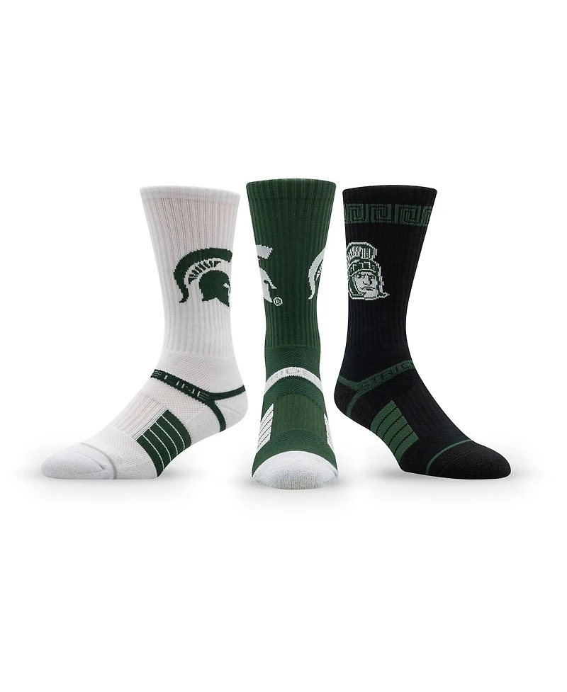 Strideline Men's and Women's 3-Pack Michigan State Spartans Premium Knit Crew Socks