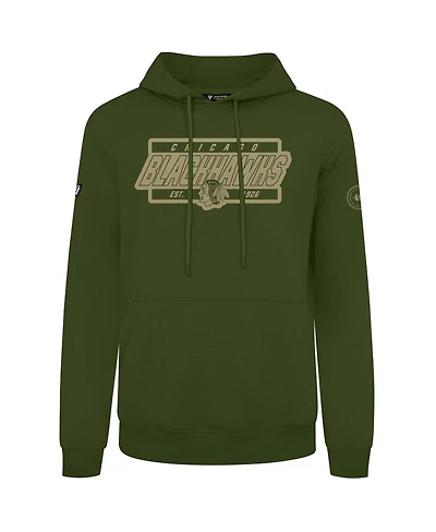 LevelWear Men's Olive Chicago Blackhawks Podium Pullover Hoodie