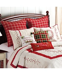 20" x 26" Christmas Berry Wreath Quilted Standard Pillow Sham