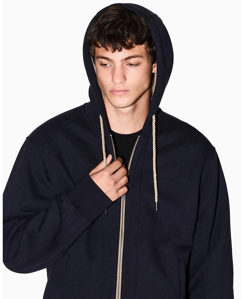 A|X Armani Exchange Men's Sherpa Lined Full Zip Hoodie Sweatshirt