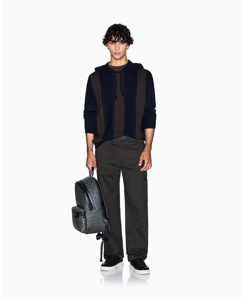 A|X Armani Exchange Men's Wool Color Block with Hood Sweater