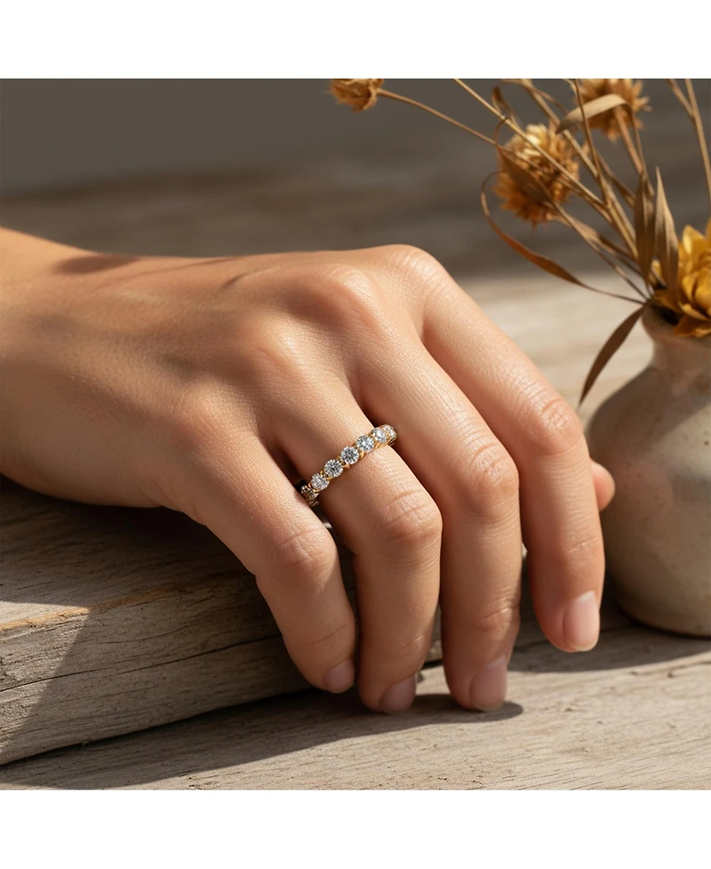 Bling Jewelry Cubic Zirconia Stackable Cz Eternity Thin 3MM Band Ring Sterling Silver