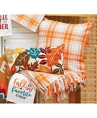 Falling Leaves 100% Cotton Handstitched Small Long Accent Pillow 10" x 20"