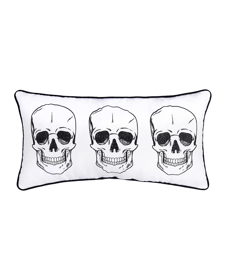 Triple Skully Skeletons Mini Cotton Blend Halloween Accent Pillow 12" x 24"