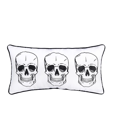 Triple Skully Skeletons Mini Cotton Blend Halloween Accent Pillow 12" x 24"