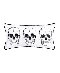 Triple Skully Skeletons Mini Cotton Blend Halloween Accent Pillow 12" x 24"