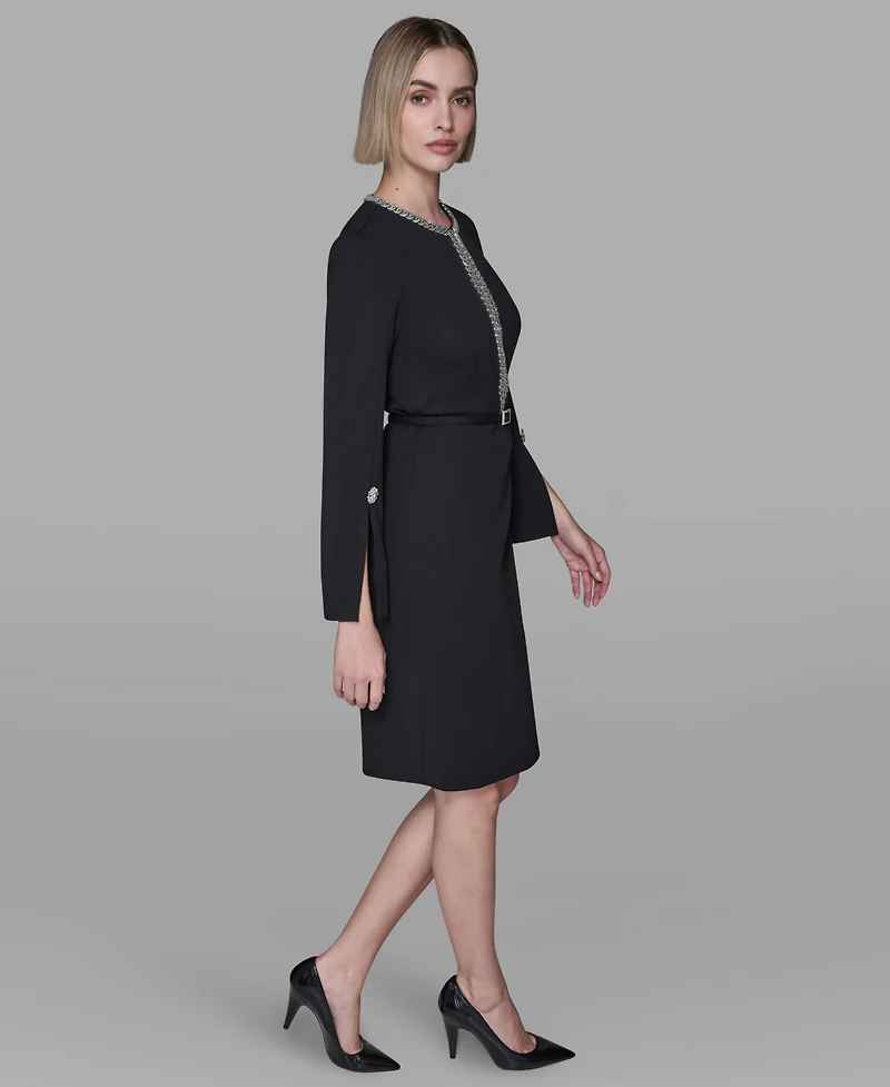 Karl Lagerfeld Paris Women's Chain Trim Sheath Dress